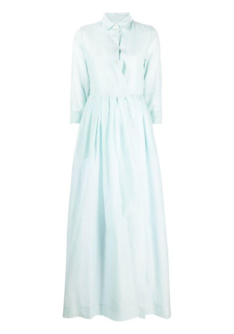 maxi abito chemisier svasato asimmetrico in cotone e seta verde menta SARA ROKA | EDNA LONG-S1Q7153-SA2022511